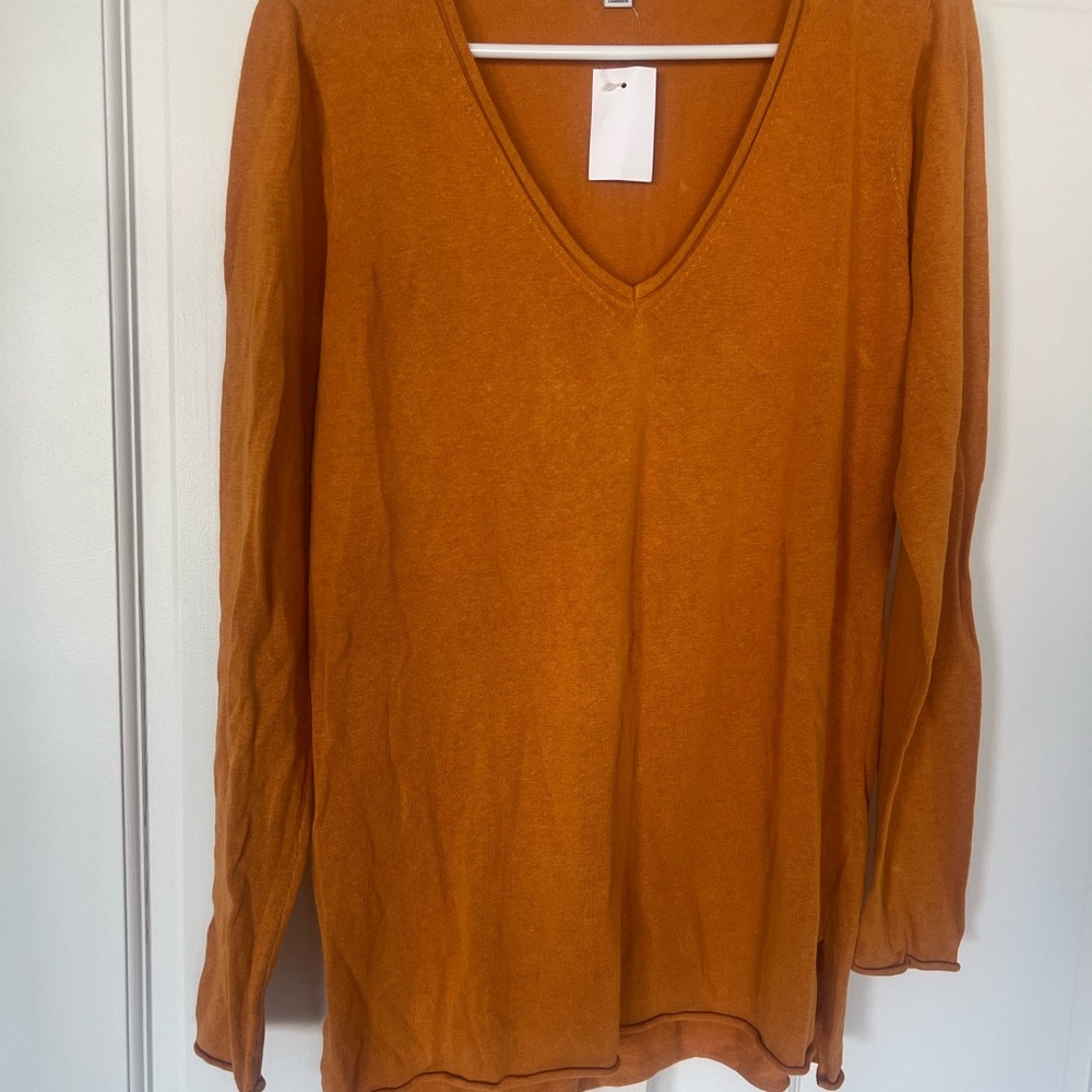 J. Crew Women's Long Sleeve V-Neck Top - Orange